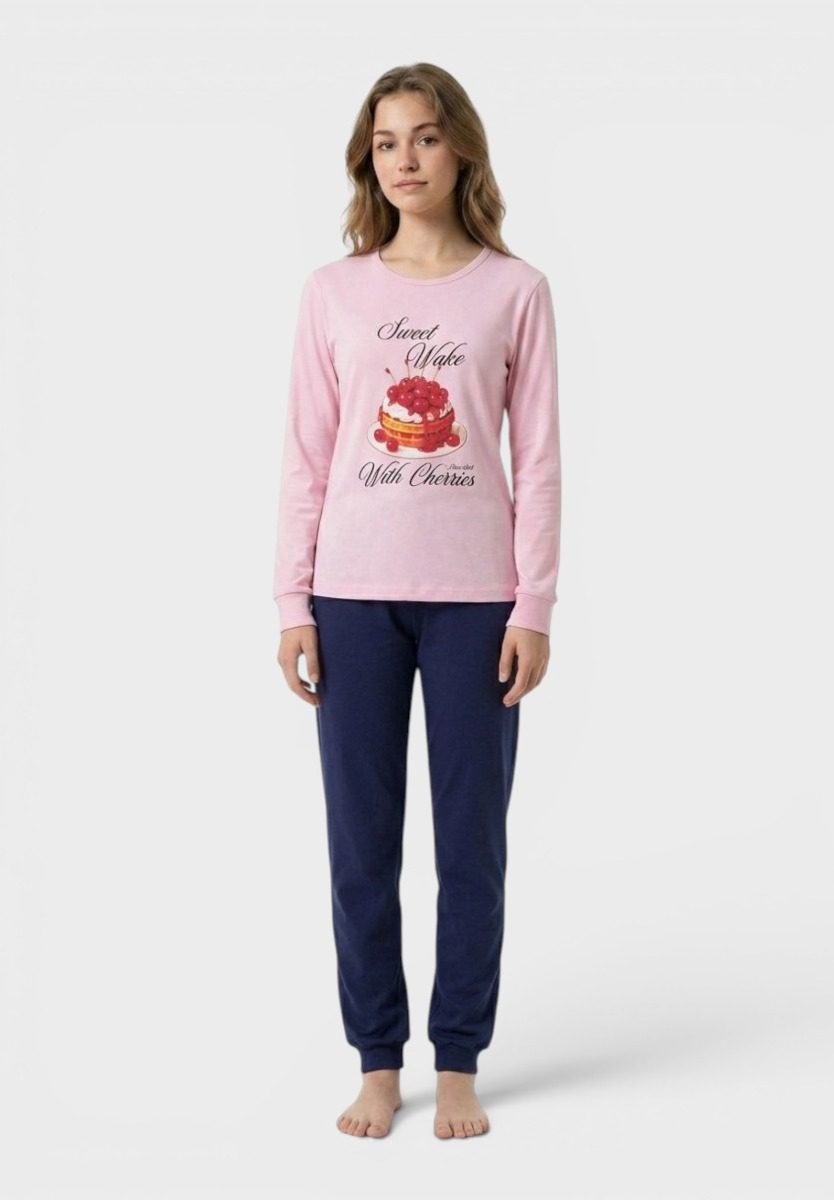 630_14 Εφηβική Πιτζάμα για Κορίτσι Nina Club Sweet Cherries 100% Cotton - Image 2