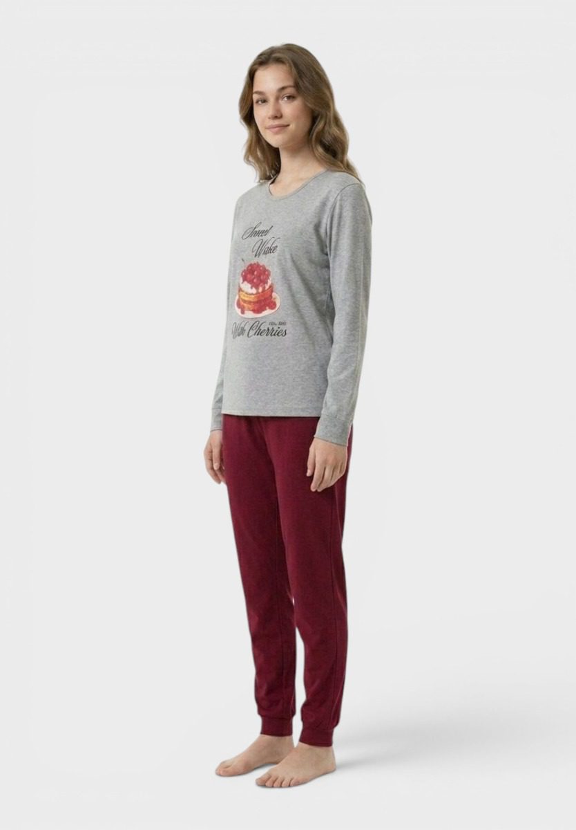 630_20 Εφηβική Πιτζάμα για Κορίτσι Nina Club Sweet Cherries 100% Cotton - Image 1