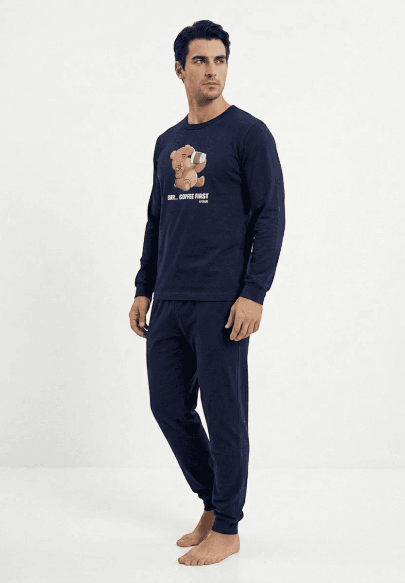 750_1 Nina Club Coffee First – Ανδρική Βαμβακερή Πιτζάμα 100% Cotton - Image 1