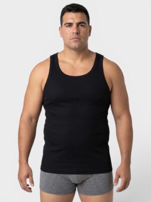 Ανδρική Φανέλα Plus Size Giorgio 100% Βαμβακερή με Τιράντα Μαύρη