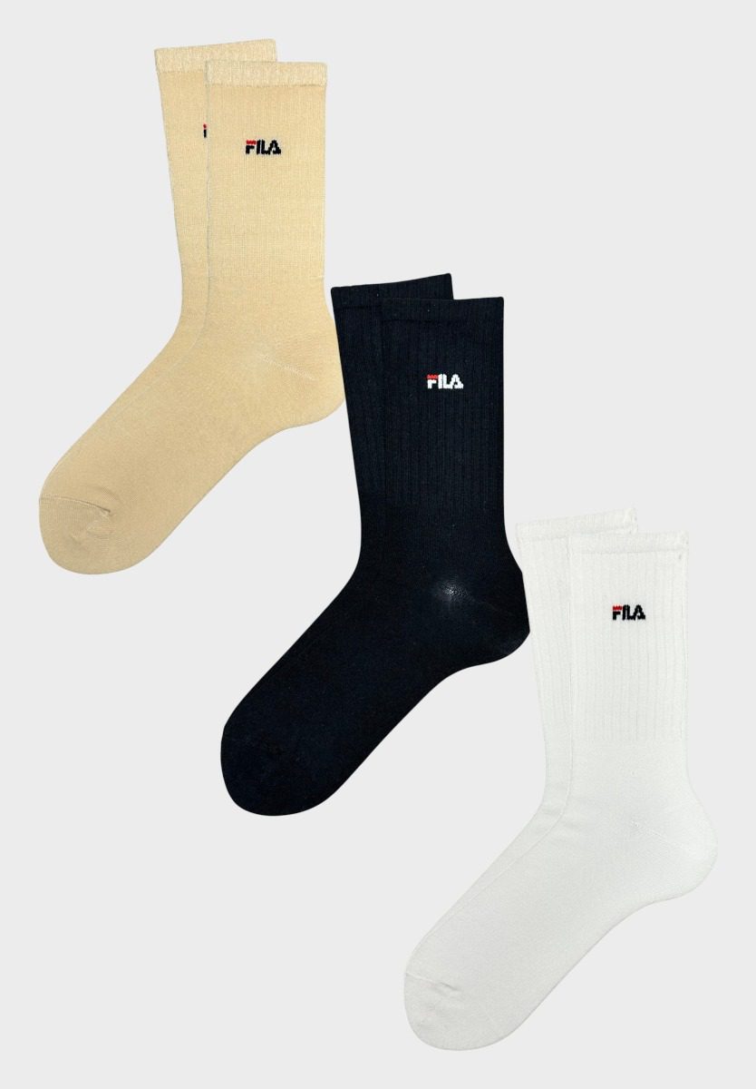 f4450-433_5_ Fila Ανδρικές Κάλτσες Cookies 3Pack White/Beige/Black - Image 2