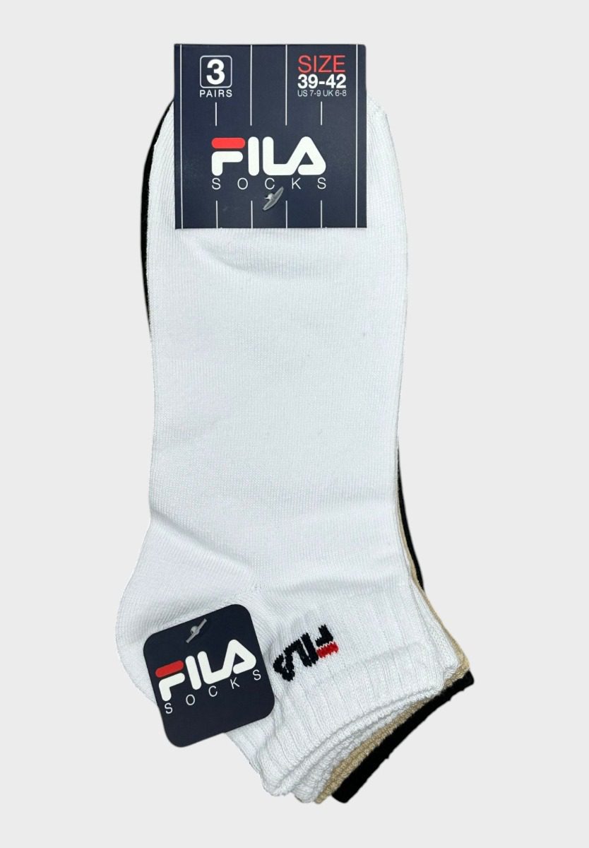 f4455-433_1_ Fila Ανδρικές Κάλτσες 3-Pack White/Black/Beige Basic - Image 1