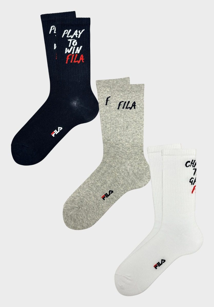 f5612-506_2_ Fila Ανδρικές Κάλτσες 3Pack White/Grey/Navy - Image 2
