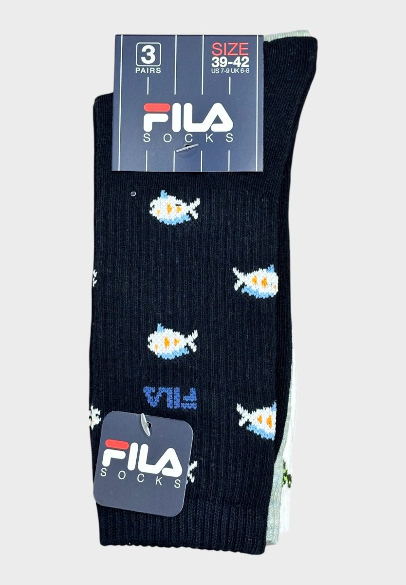 f5613-506_1_ Fila Ανδρικές Κάλτσες 3Pack White/Grey/Navy με Σχέδια - Image 1