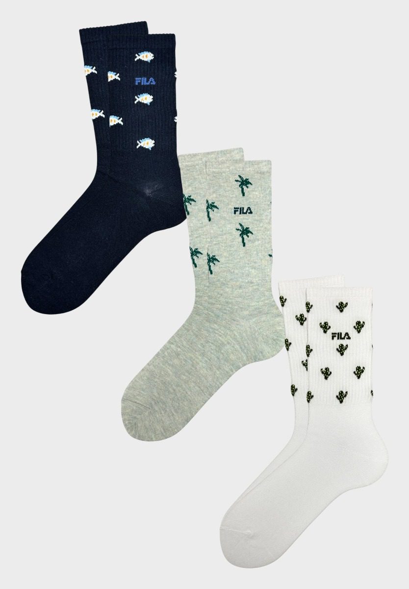 f5613-506_2_ Fila Ανδρικές Κάλτσες 3Pack White/Grey/Navy με Σχέδια - Image 2