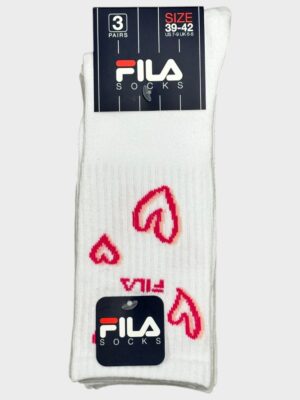 Fila Γυναικείες Κάλτσες 3Pack Hearts White