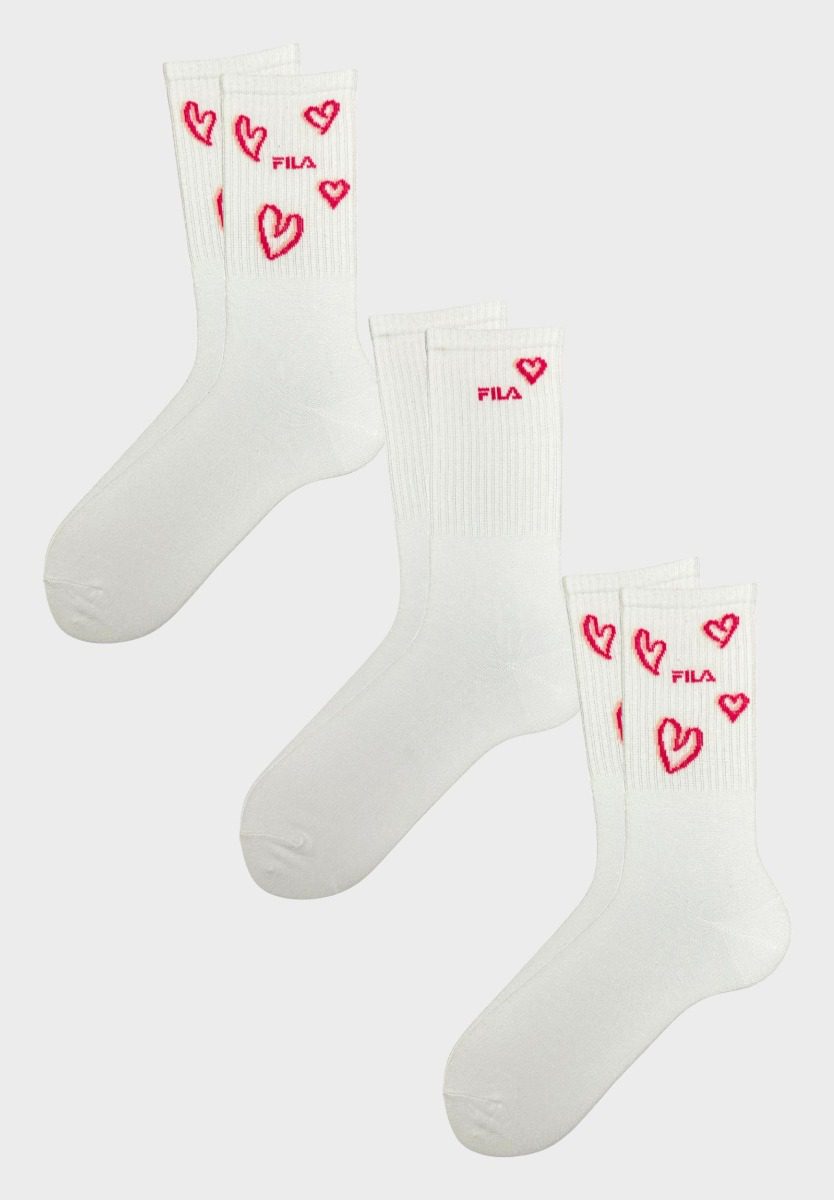 f5802-300_2_ Fila Γυναικείες Κάλτσες 3Pack Hearts White - Image 2